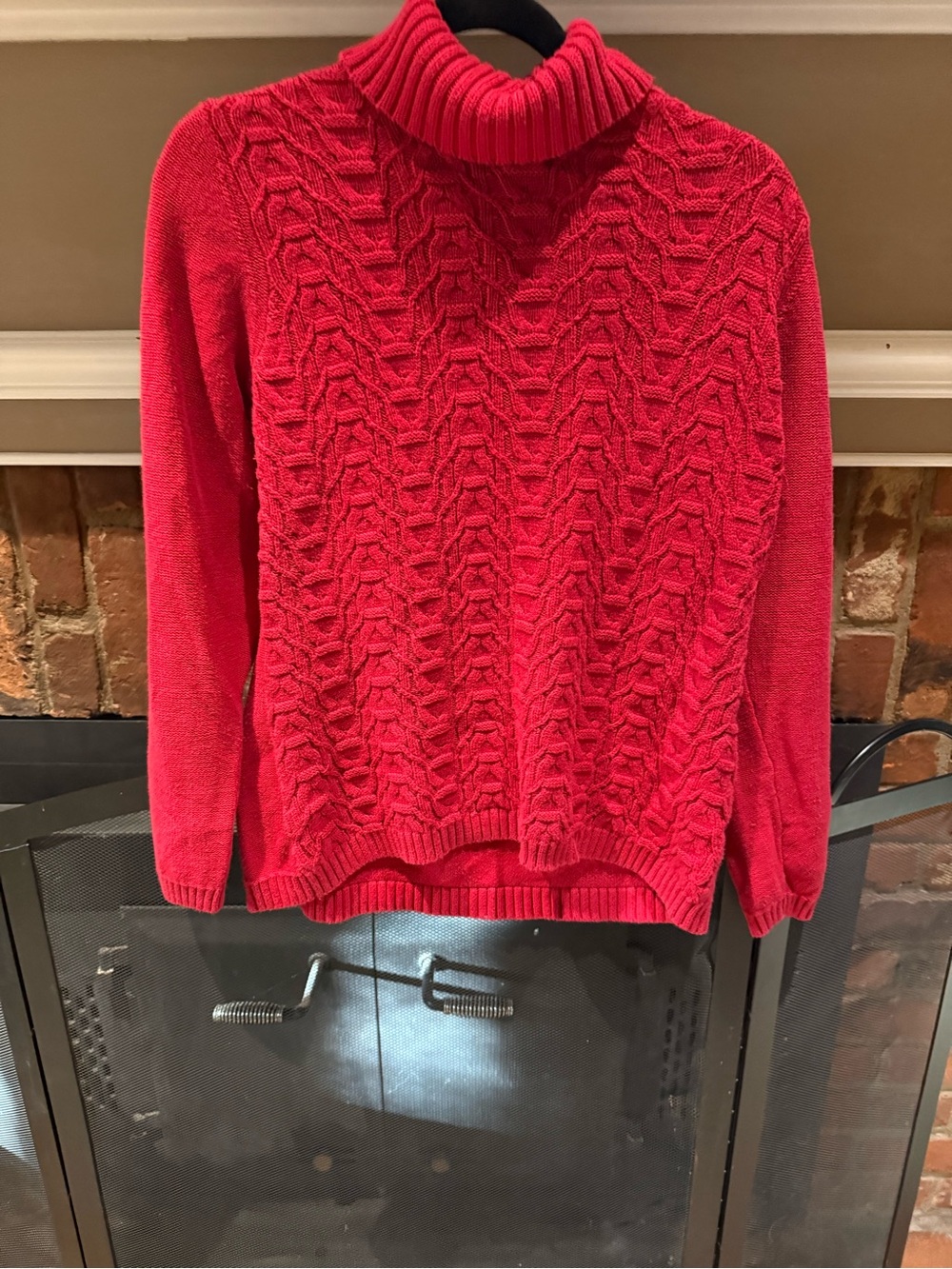 Coldwater Creek Red Chevron Cable Knit Turtleneck Sweater - Size M (10-12)